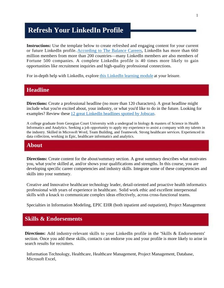 Optimizing Your LinkedIn Profile - Tips and Examples