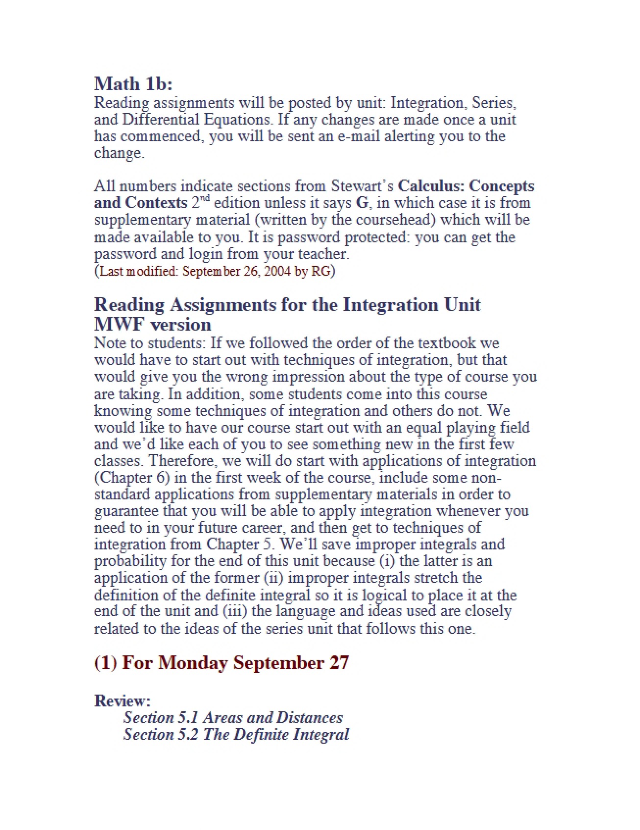 Course Prereading Materials