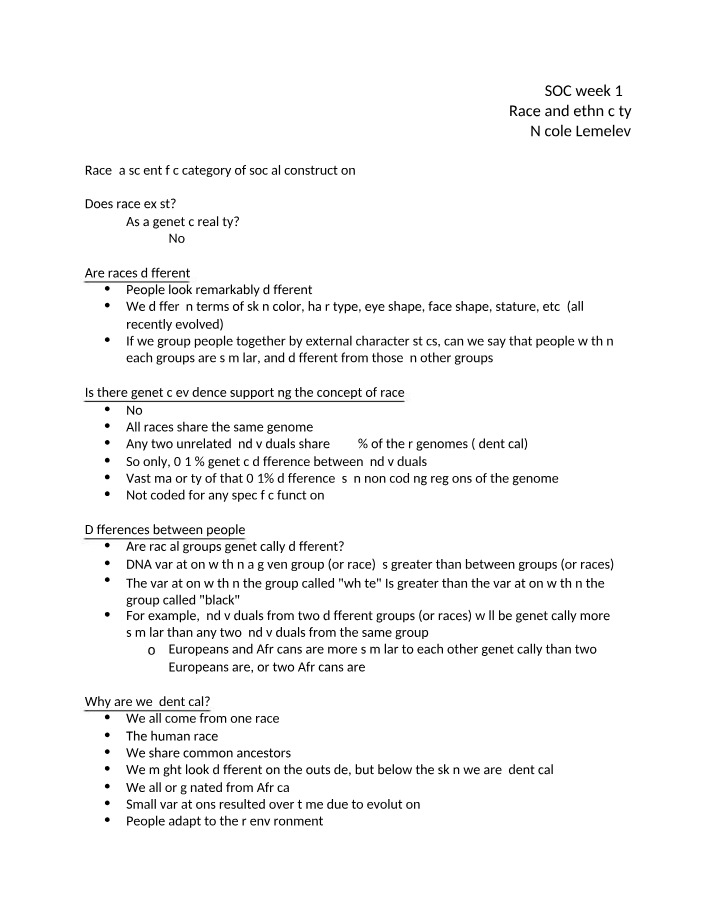 Race and Ethnicity - SOC Week 12