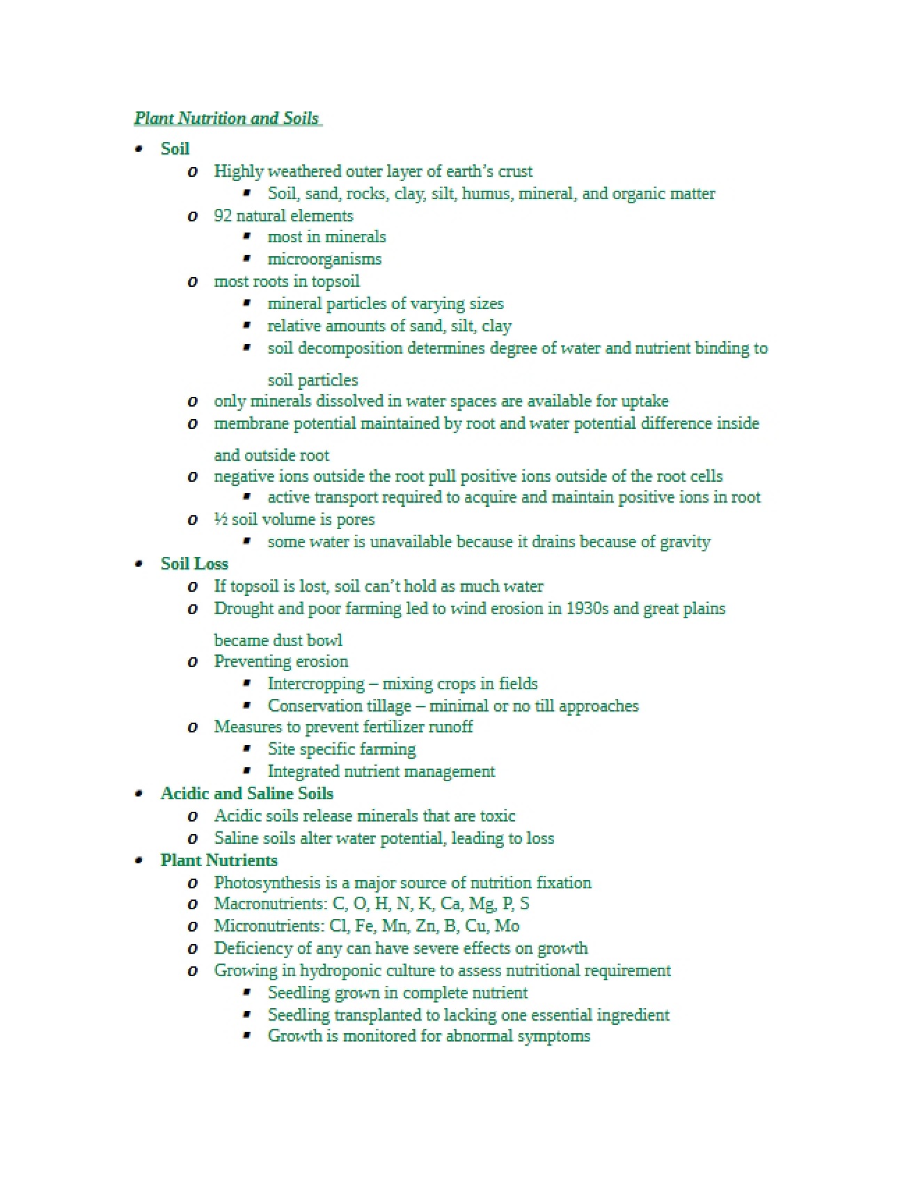 Soils and Plant Nutrition