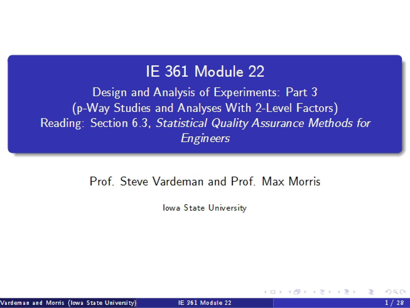 Analysis and Design of an Experiment