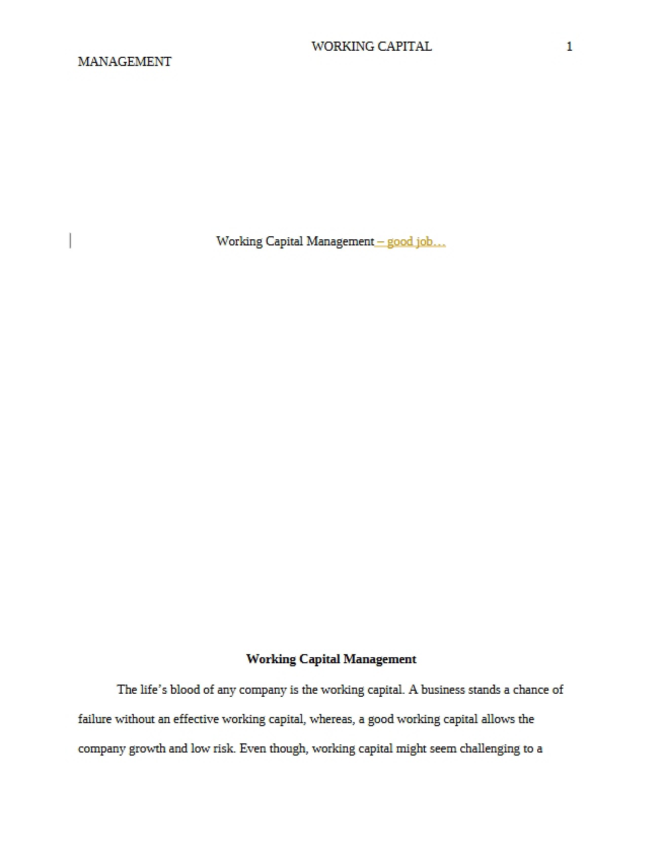 Managing Working Capital