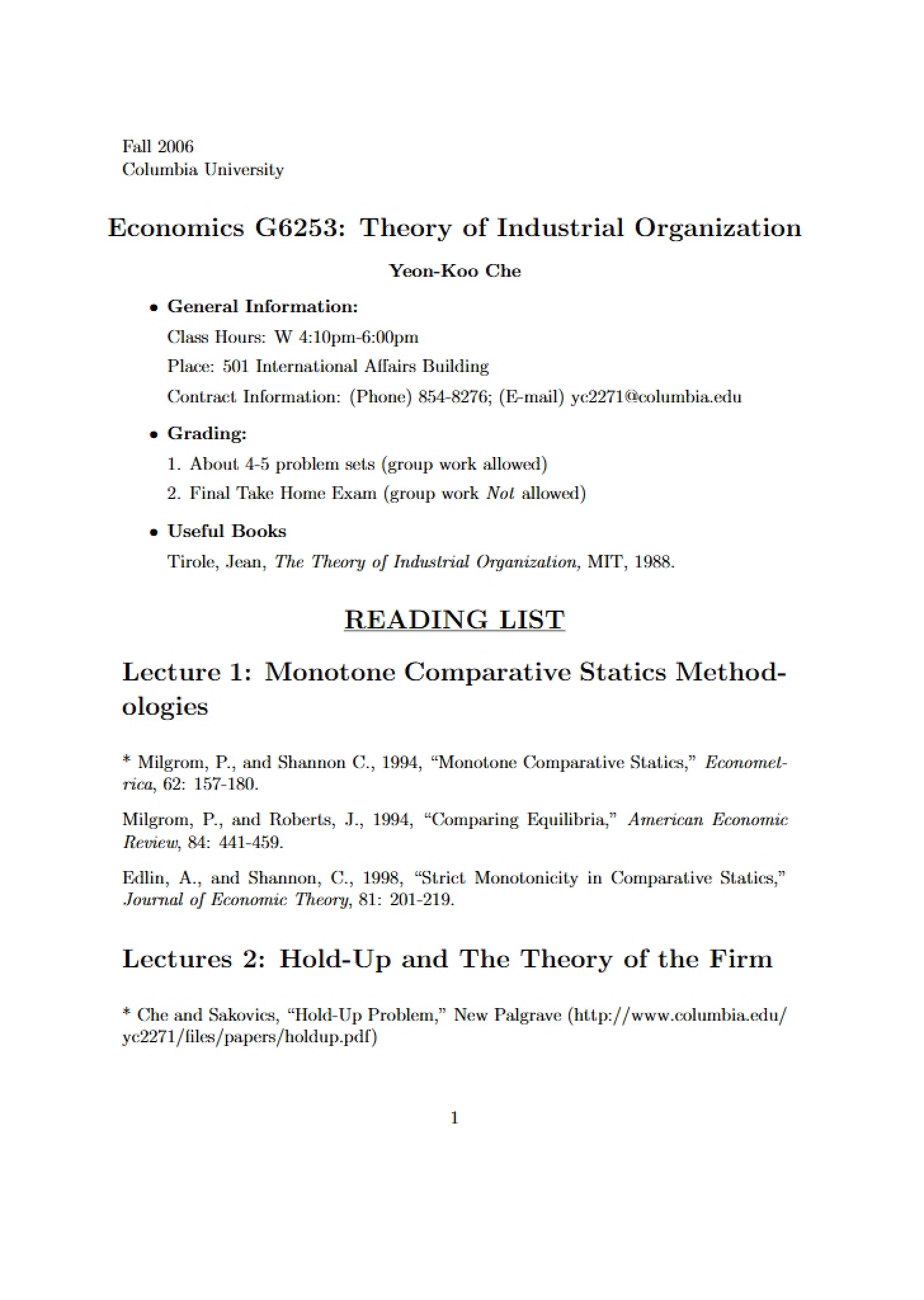 Industrial Organization Theory