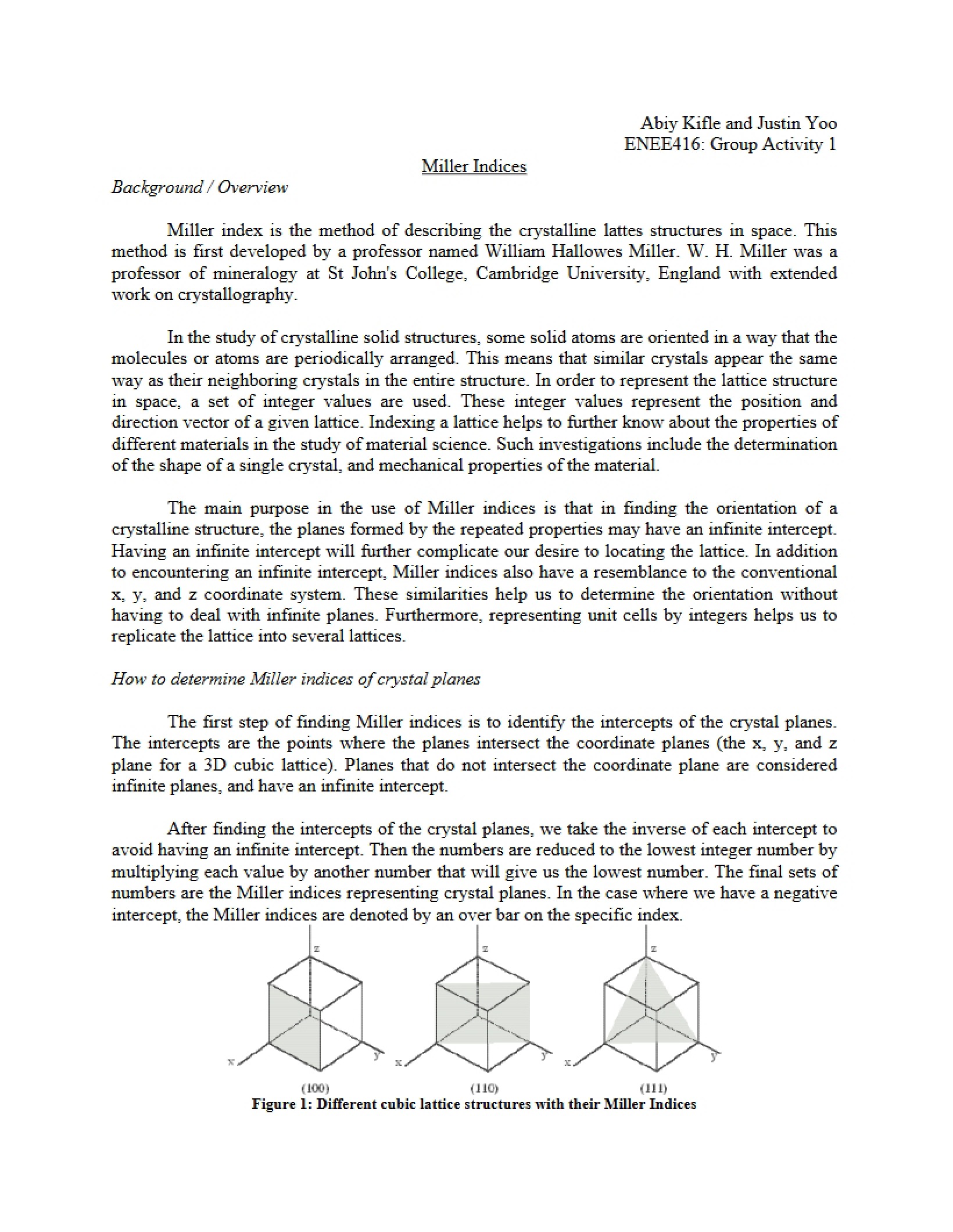 Miller Indices Notes