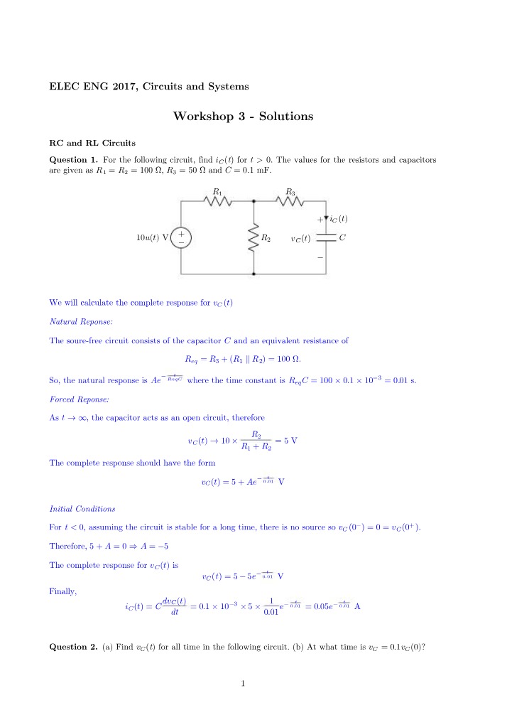 Solutions for Workshop 3