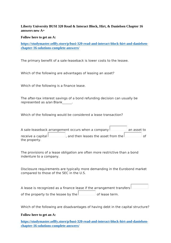 Lease and Sale-Leaseback Benefits and Considerations