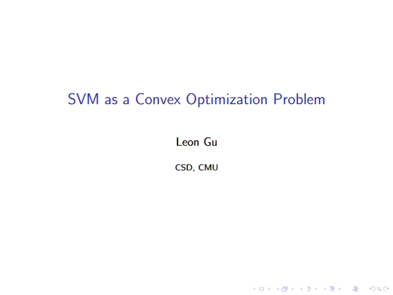 Convex Optimization Problem SVM