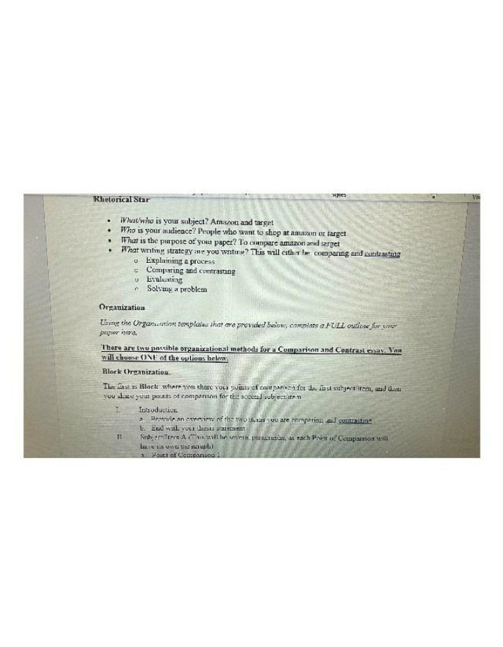 Comparison and Contrast Essay - Rhetorical Star and Organization