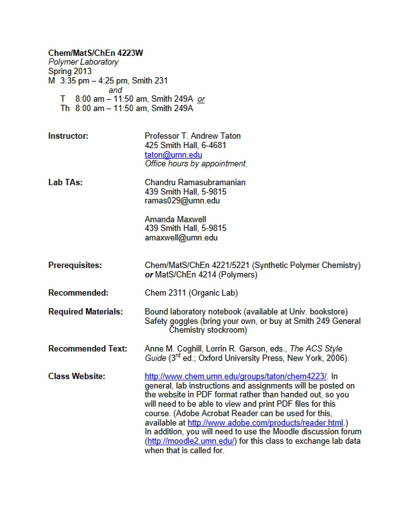 Syllabus for Chem 4223W