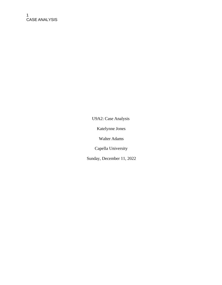 Case Analysis - BUS4993