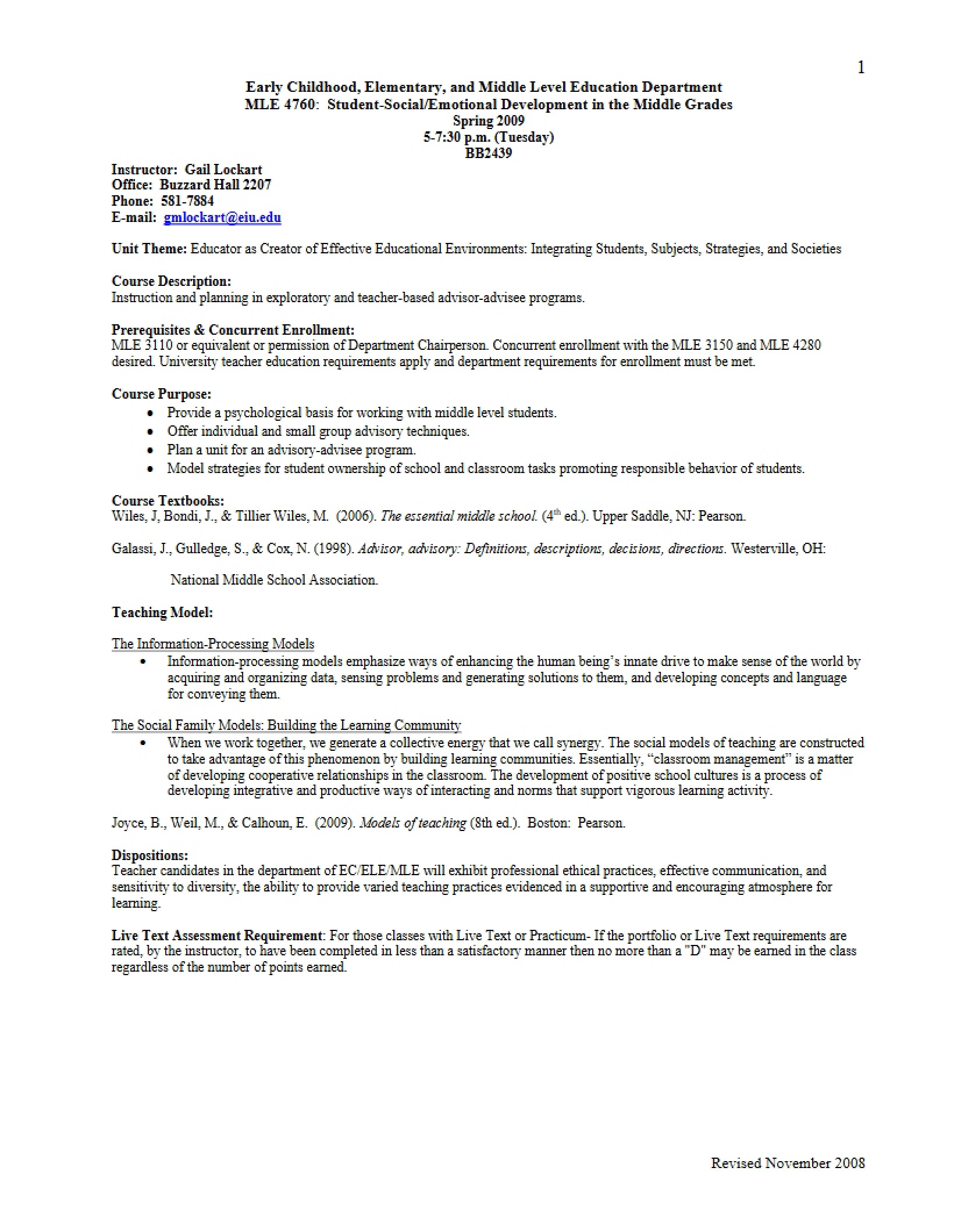 Development in Middle Grades Syllabus