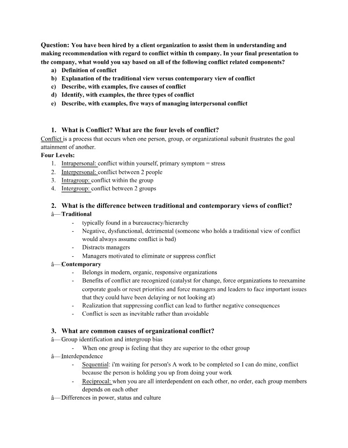 Managing Conflict - Causes and Types