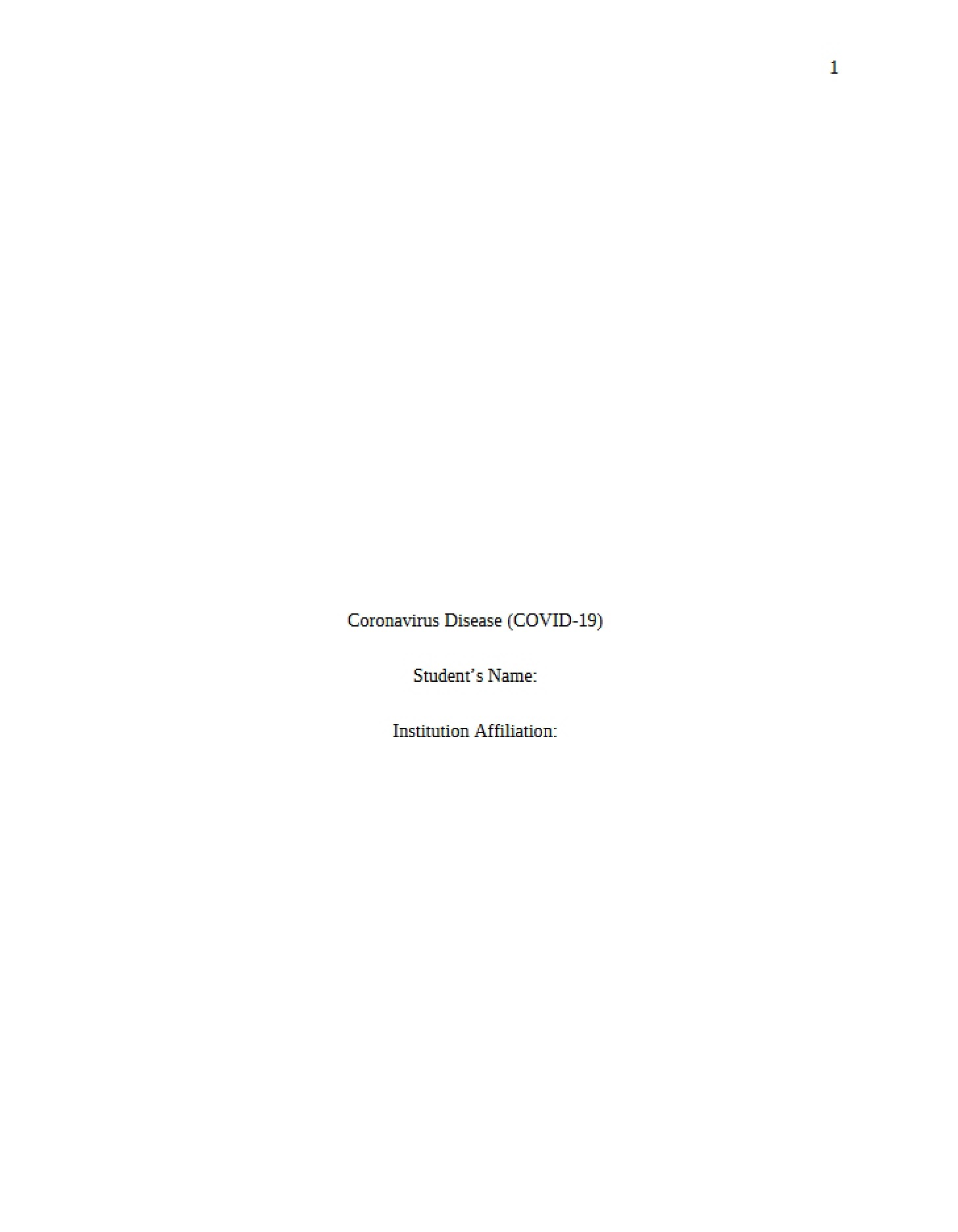 Disease Coronavirus