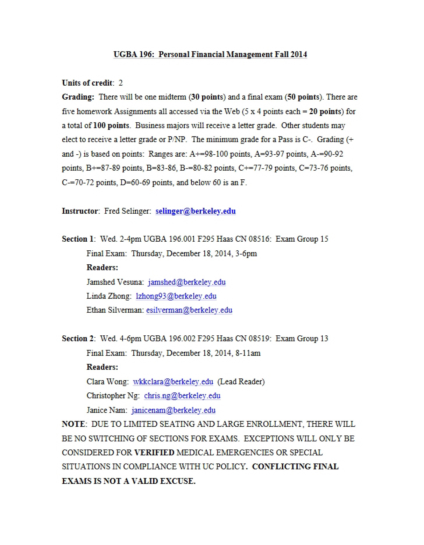 Class Syllabus