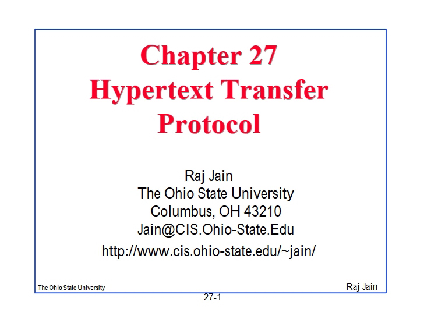HTTP (Hypertext Transfer Protocol) Chapter 27