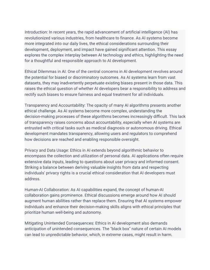 AI Development and Ethical Considerations