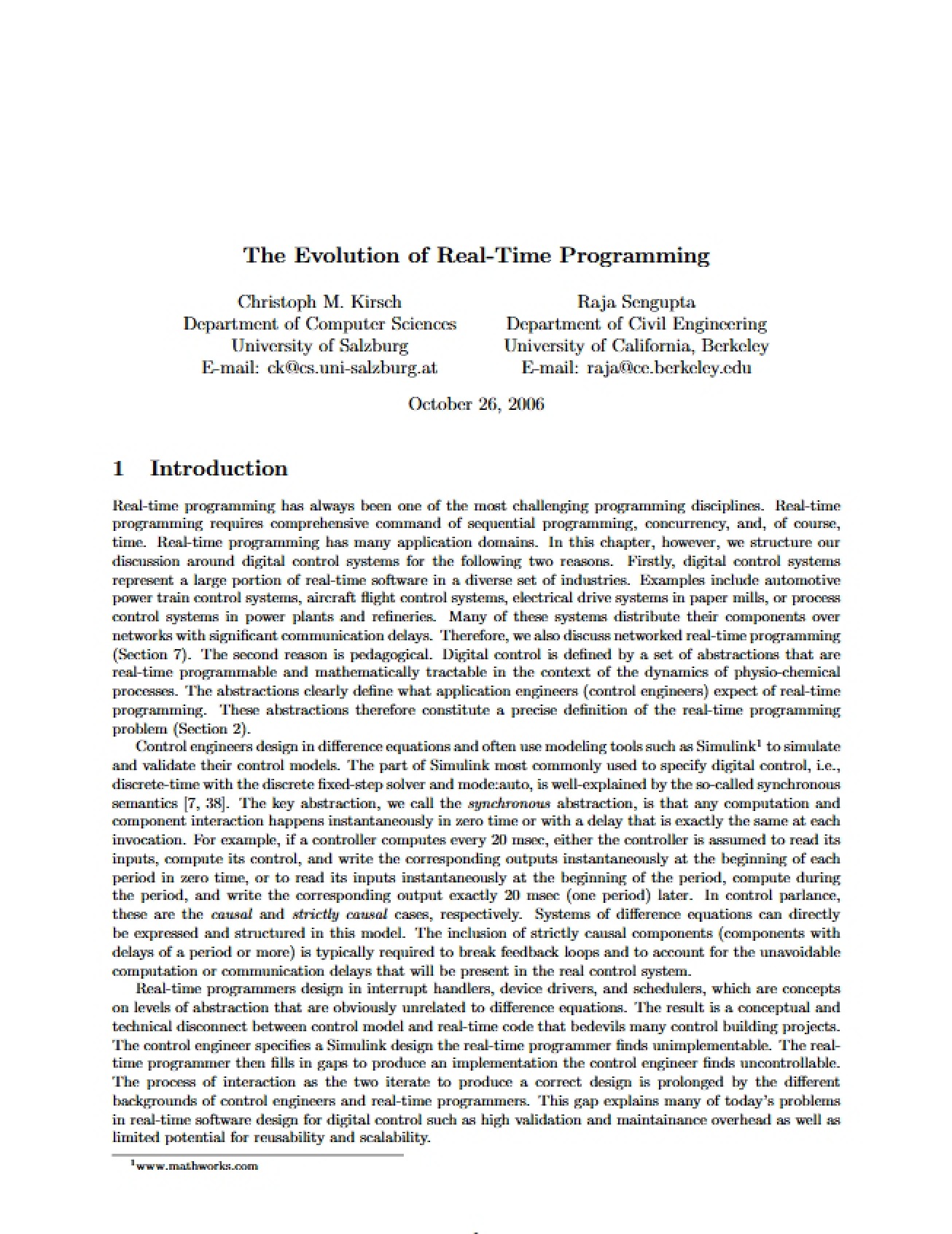 Real-Time Programming Evolution