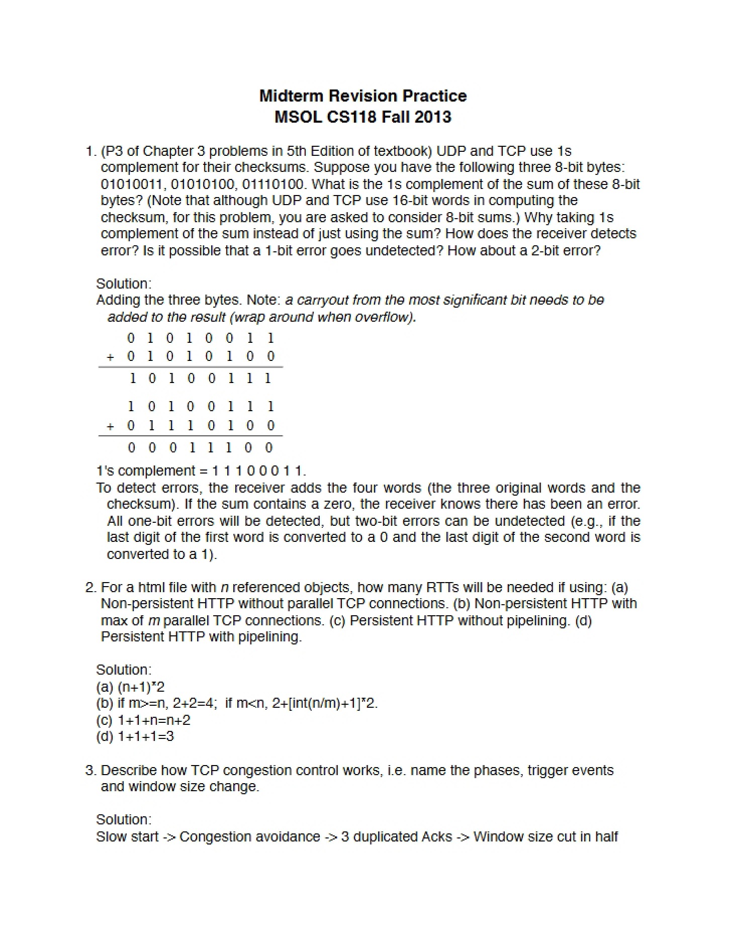 Practice for Midterm Review