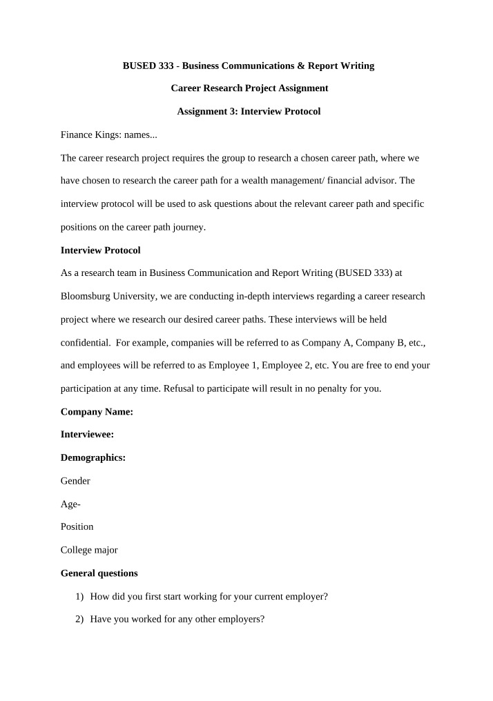 Career Research Interview Protocol - Financial Advisor