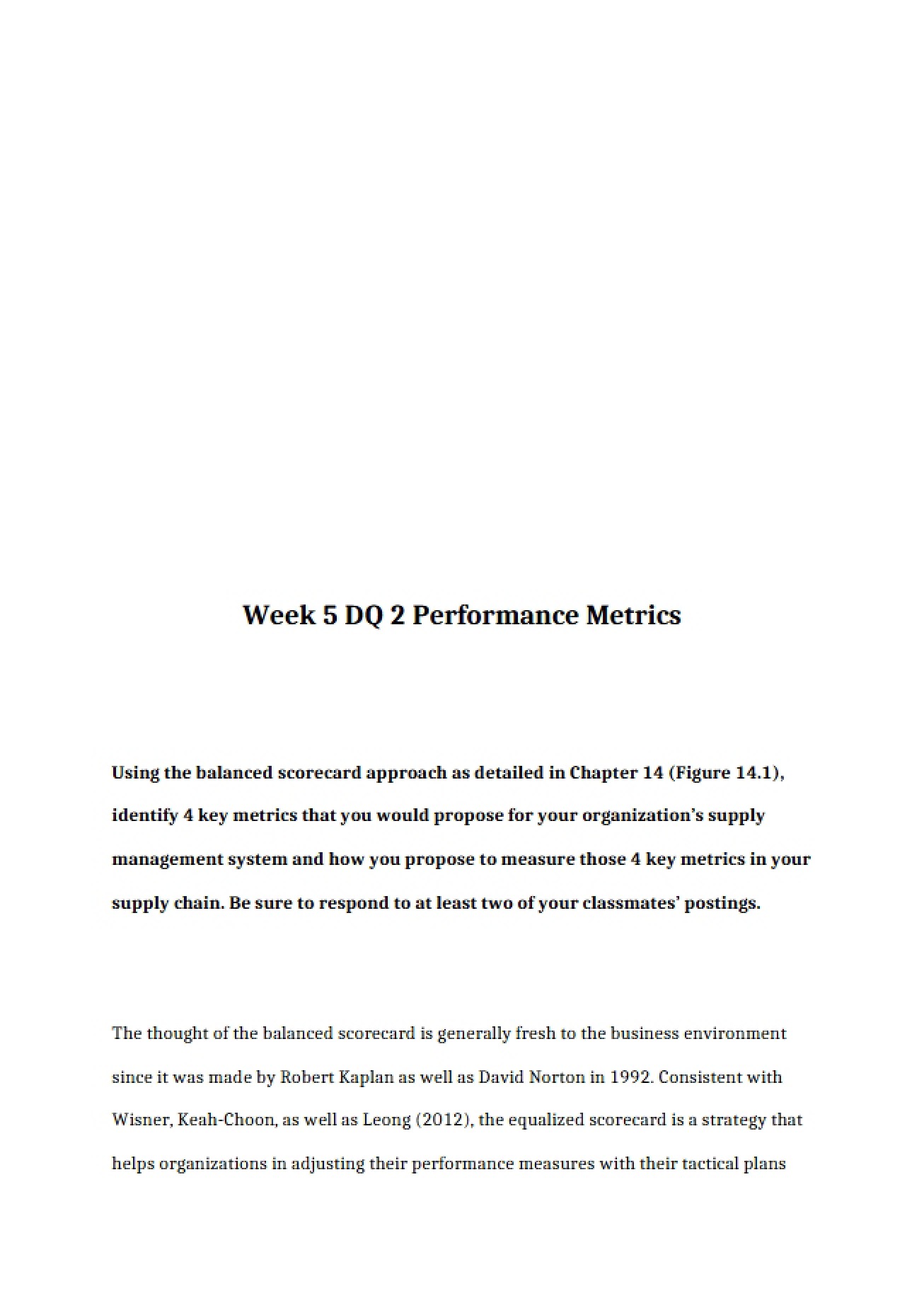 Metrics for Performance