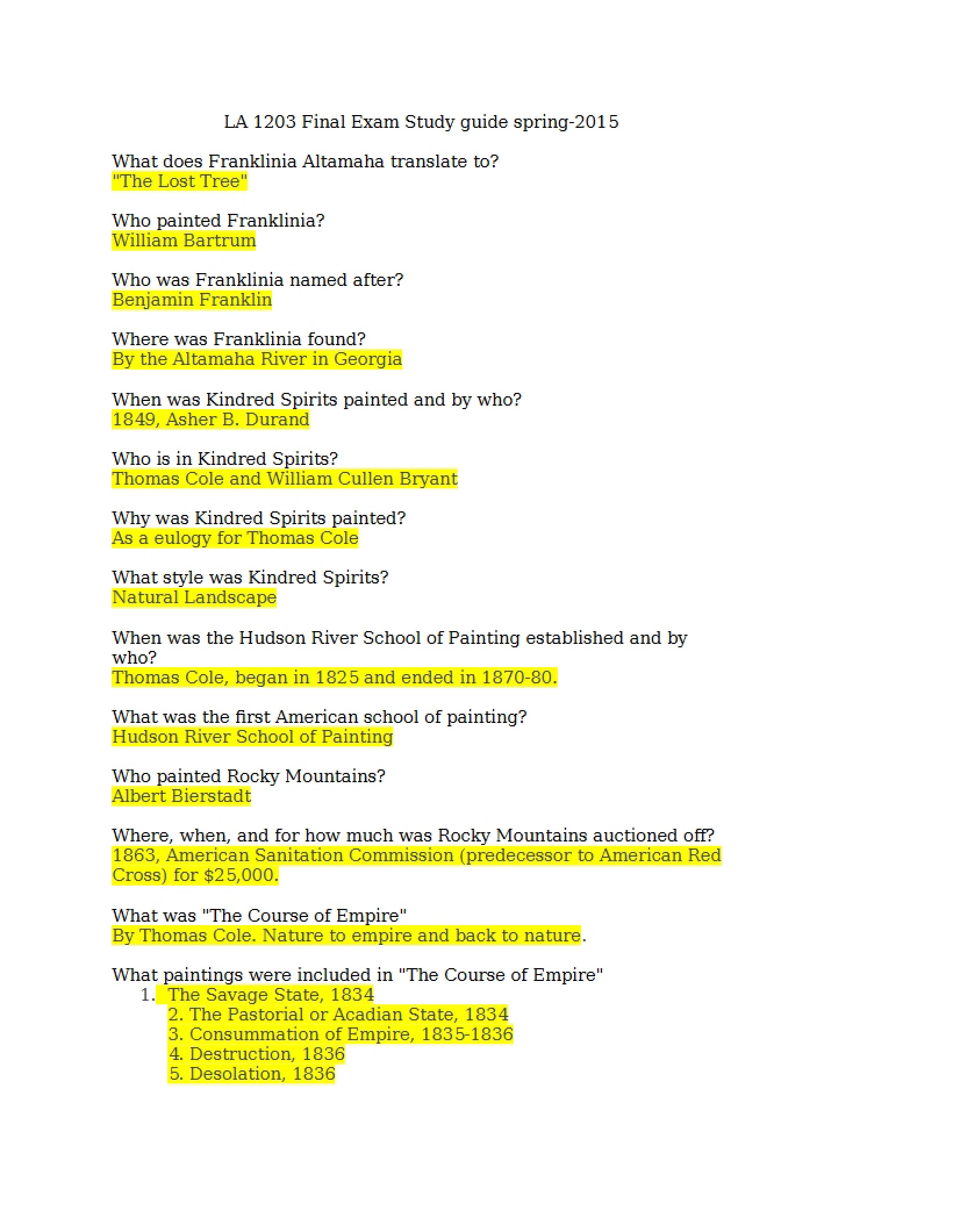 Final Exam Guide