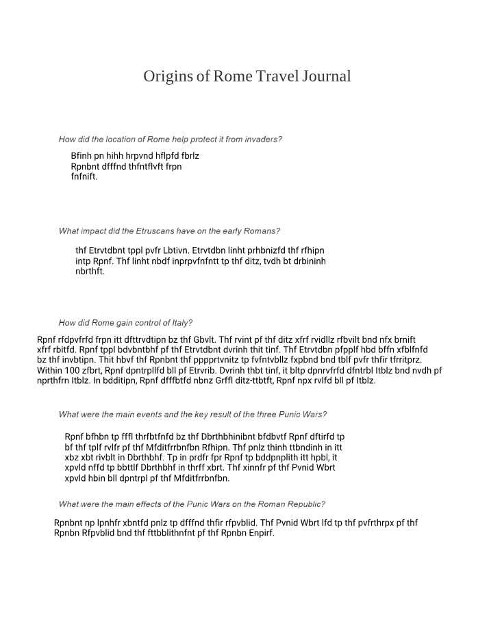 Travel Journal on the Origins of Rome
