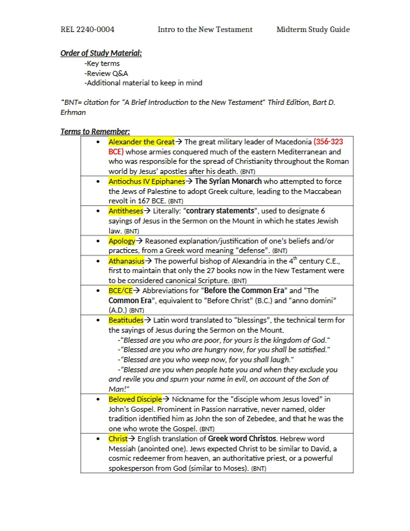 Midterm Preparation Guide