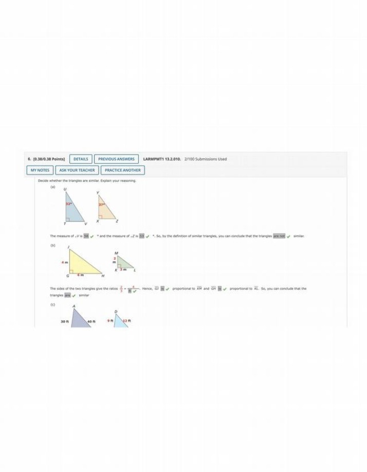 Practice Problems for Similarity Triangles