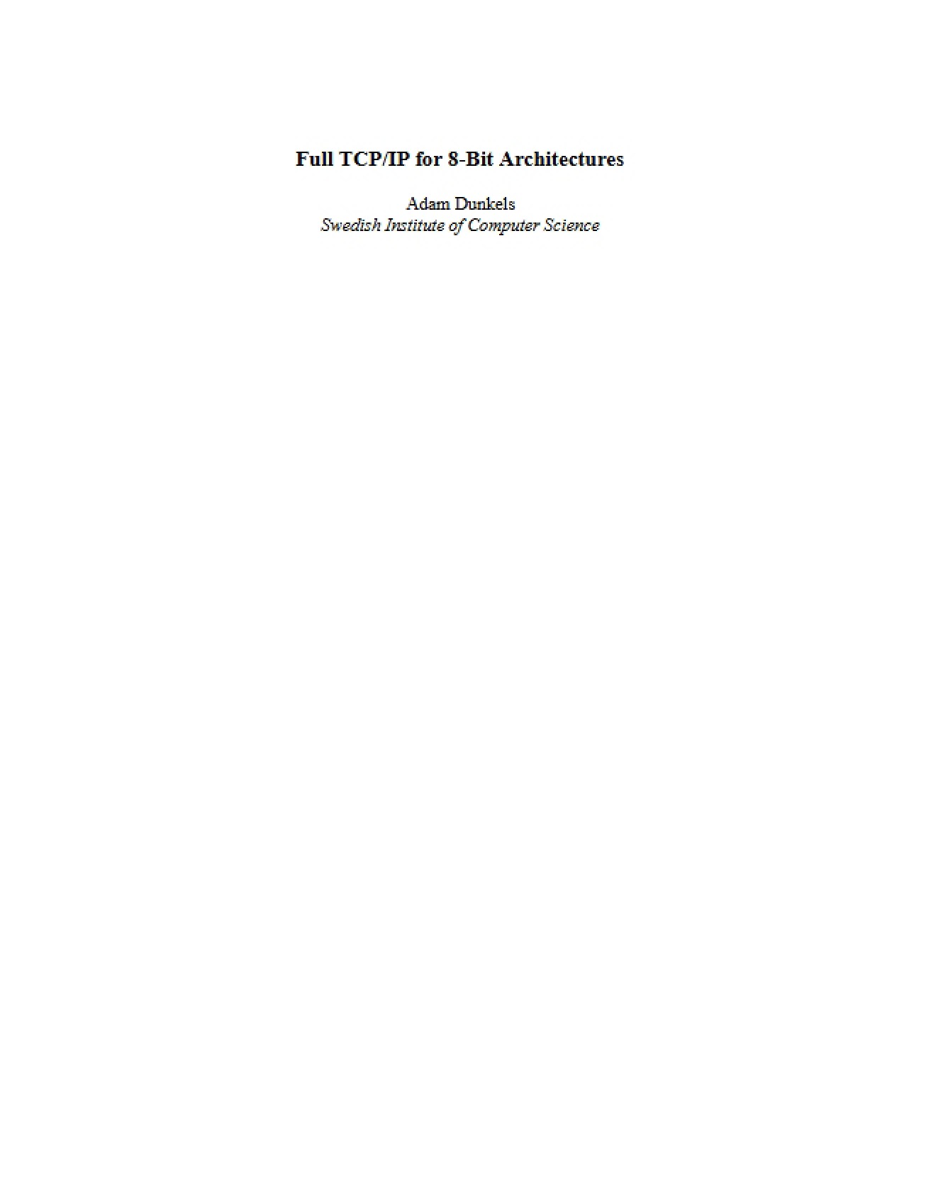 Implementing a Full TCPIP Stack on 8-Bit Architectures