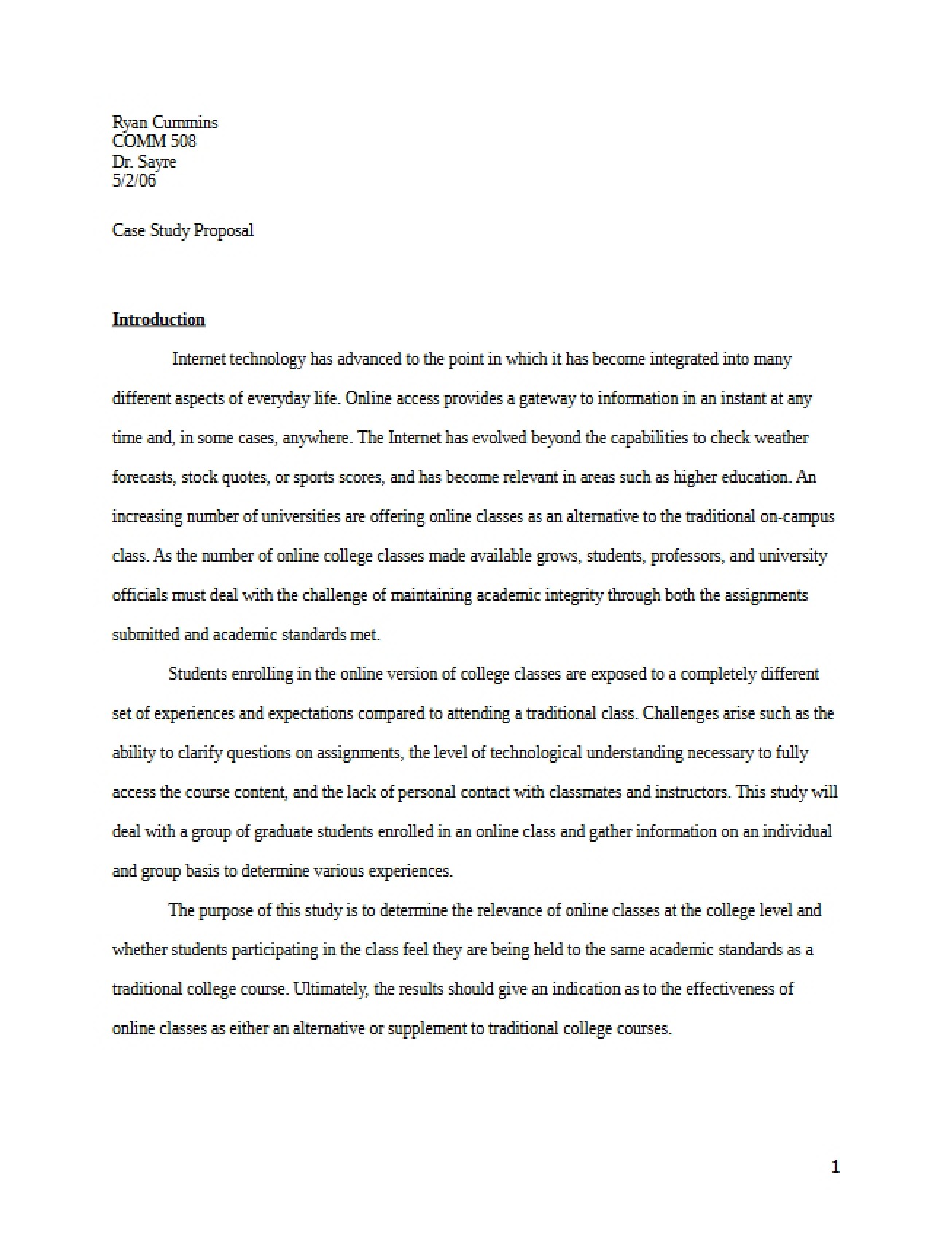 Proposal for Case Study