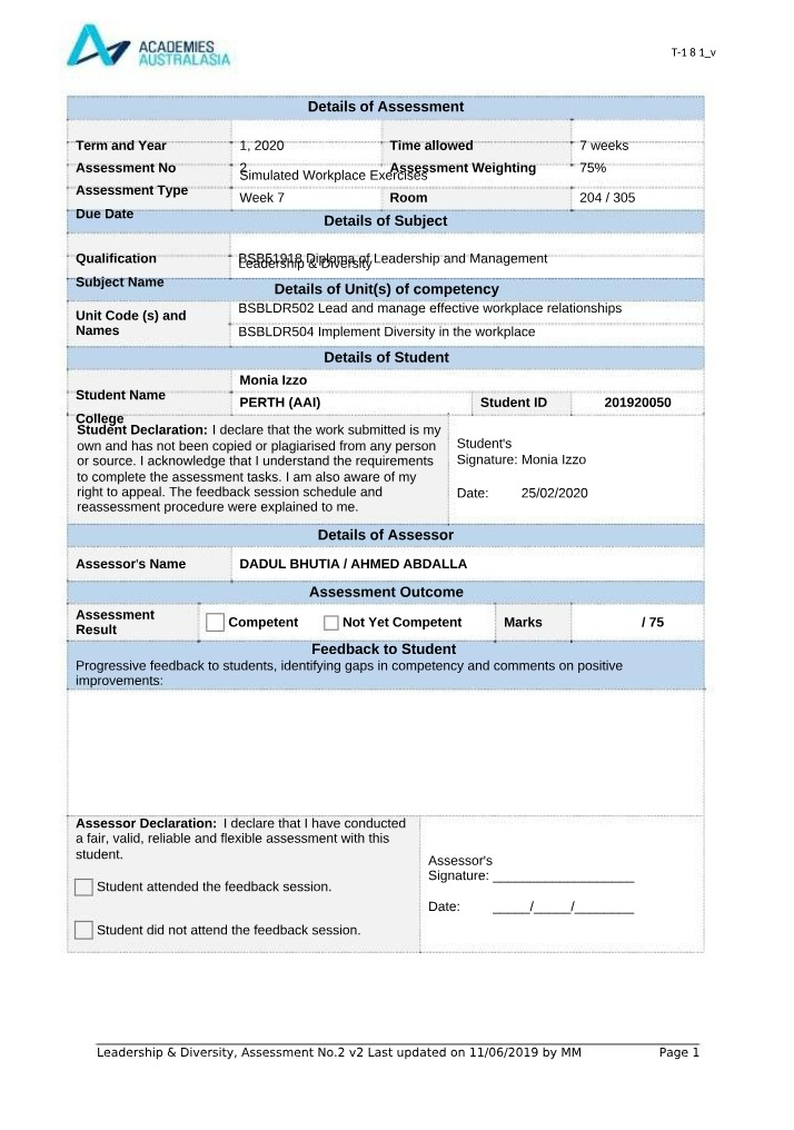 Assessment No.2 - Leadership and Diversity