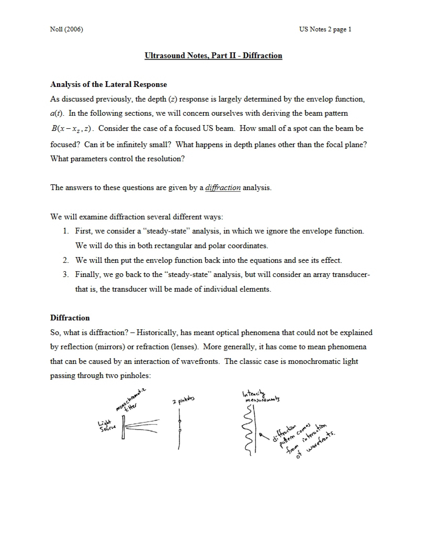 Diffraction Ultrasound Notes Part II