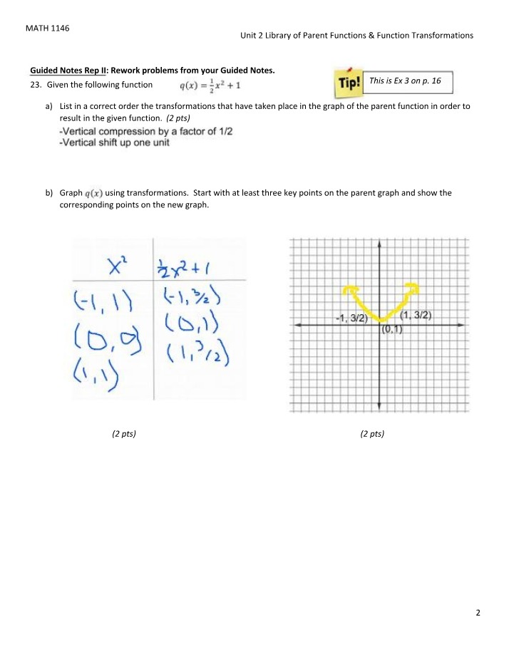 Unit 2 Guided Notes for MATH1146