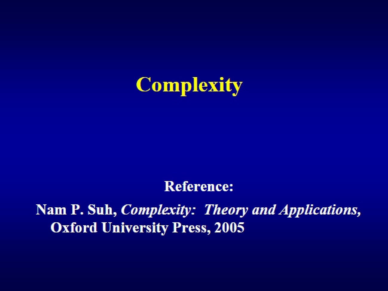 Complexity Theory