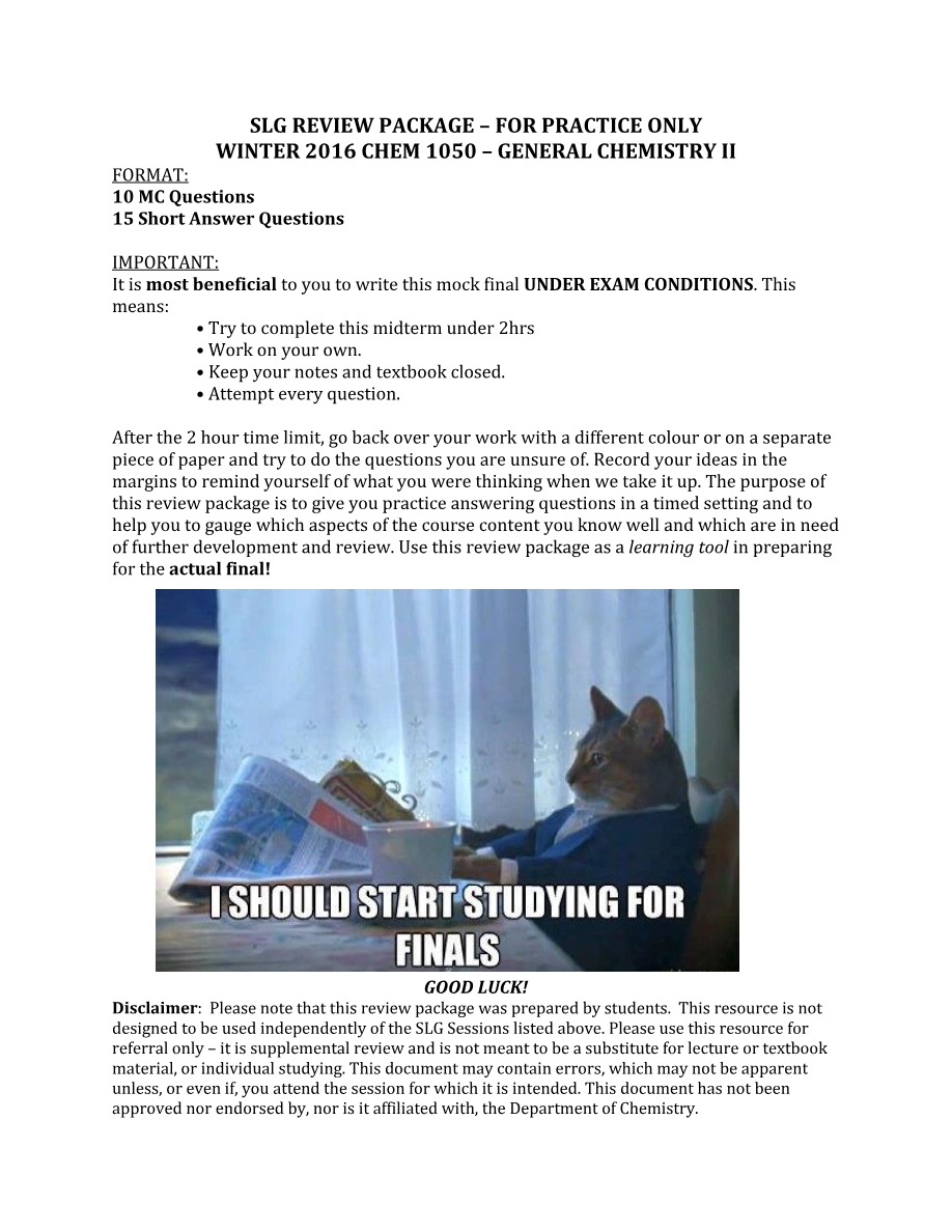 Practice Review Package - SLG
