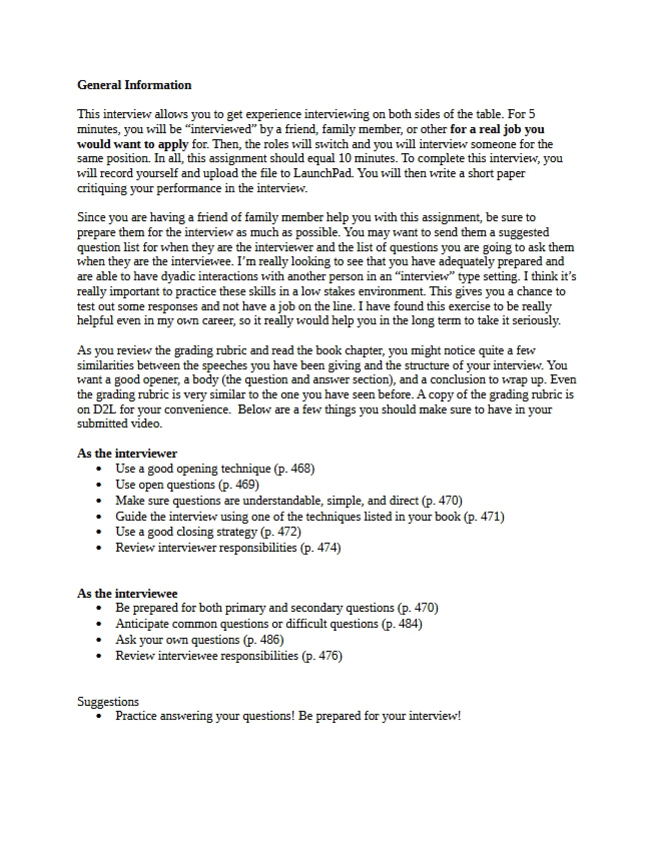 Assignment on Interviewing