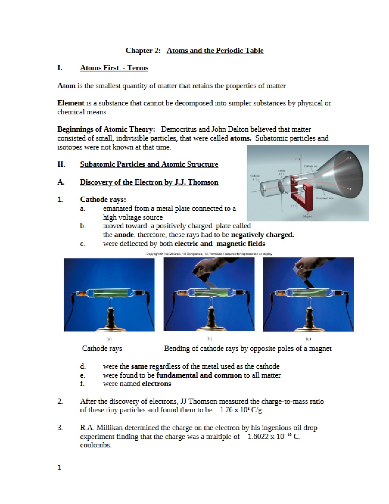 Second Chapter The Periodic Table and Atoms