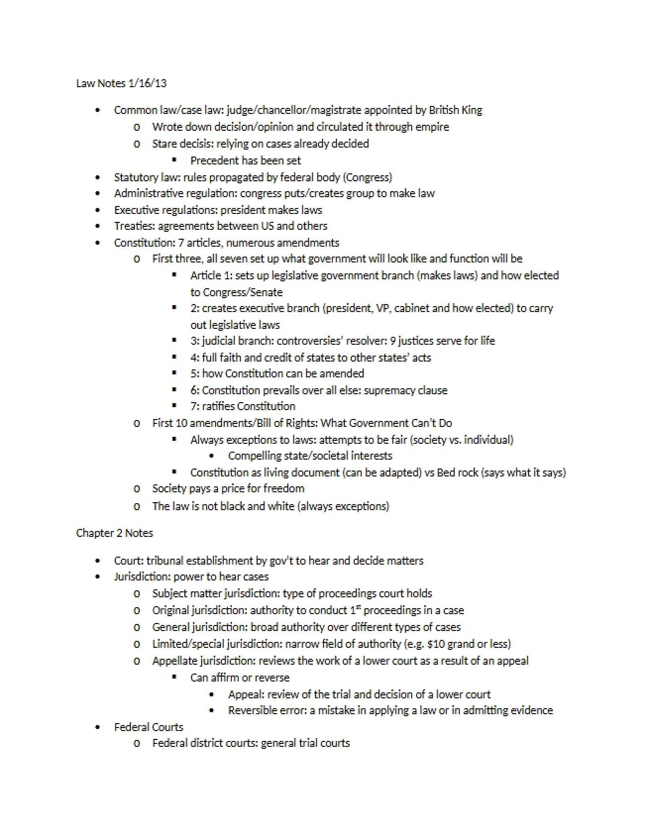 General Notes on the Legal Process