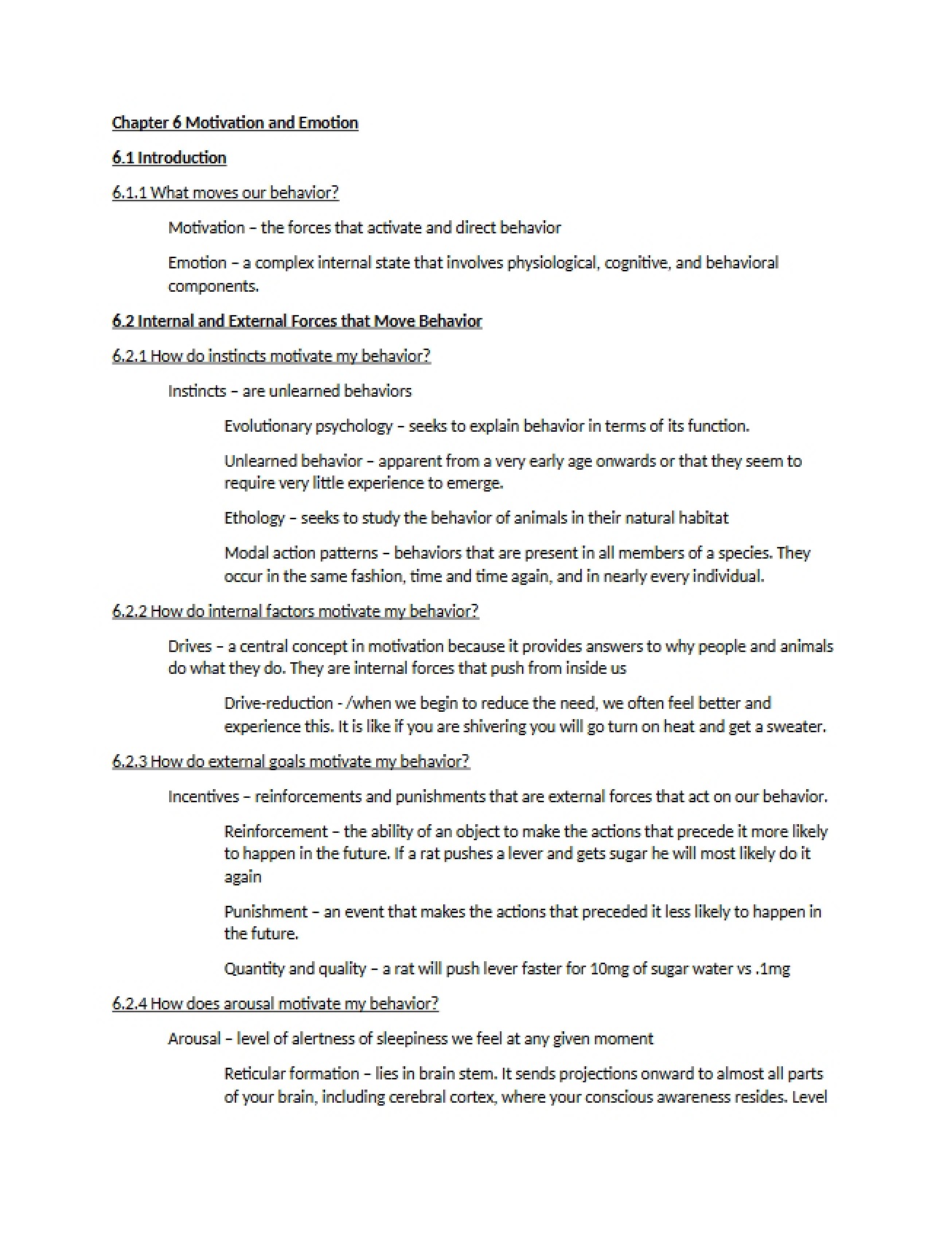 Emotion and Motivation (Ch 6)
