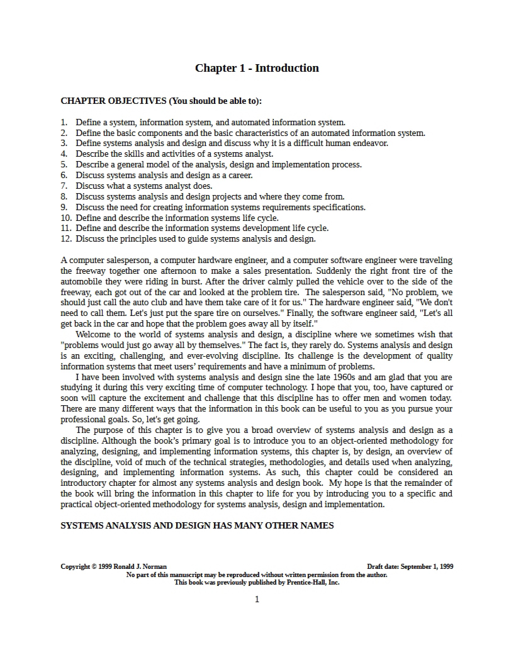 Introduction Chapter One
