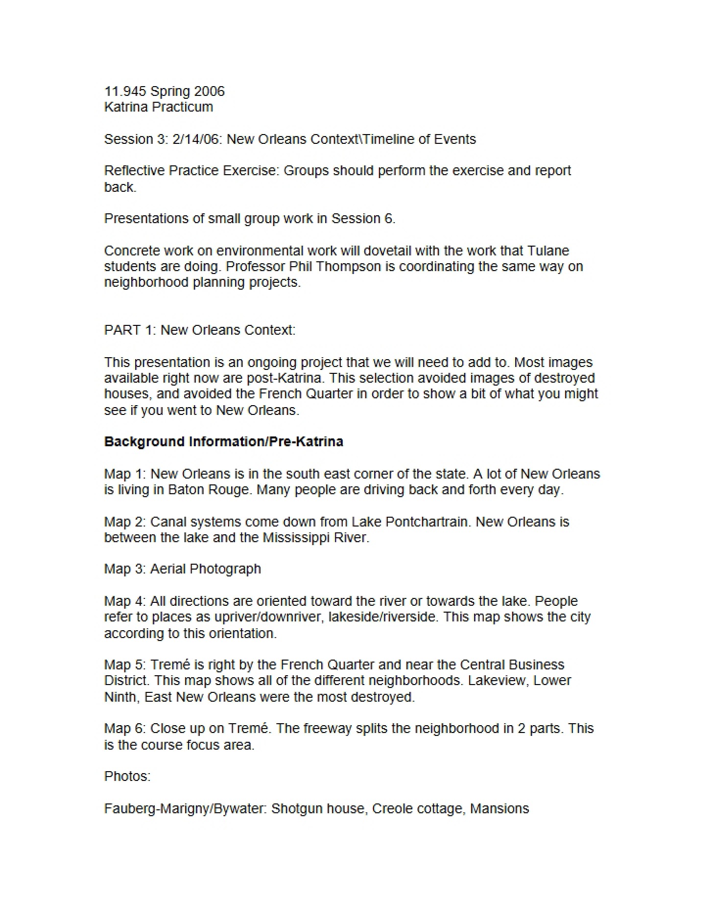 Exercise in Reflective Practice