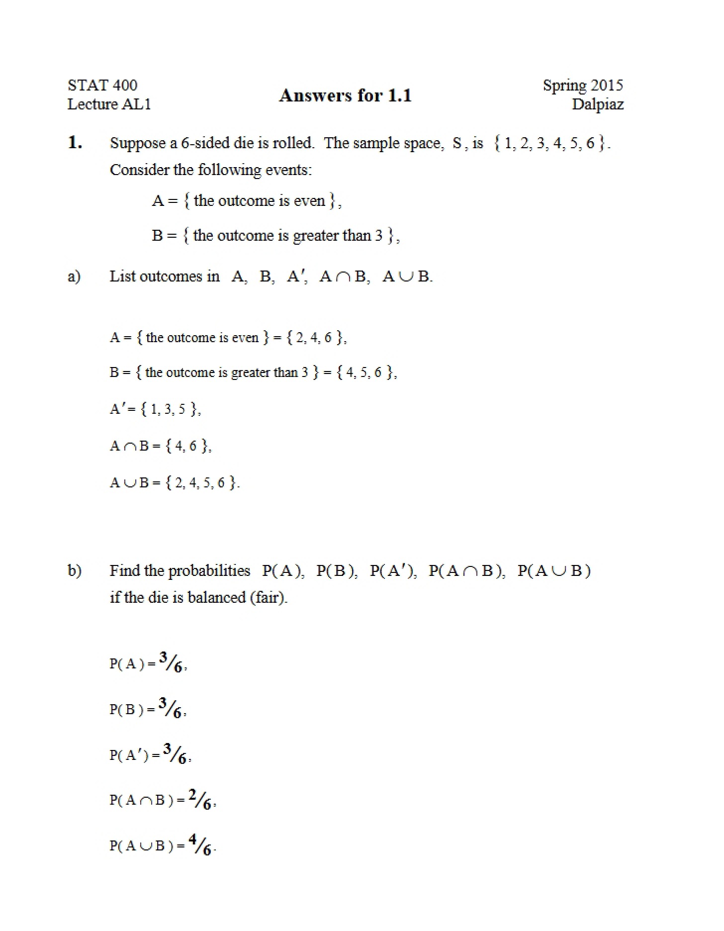 Exercise 1.1 Answer Key