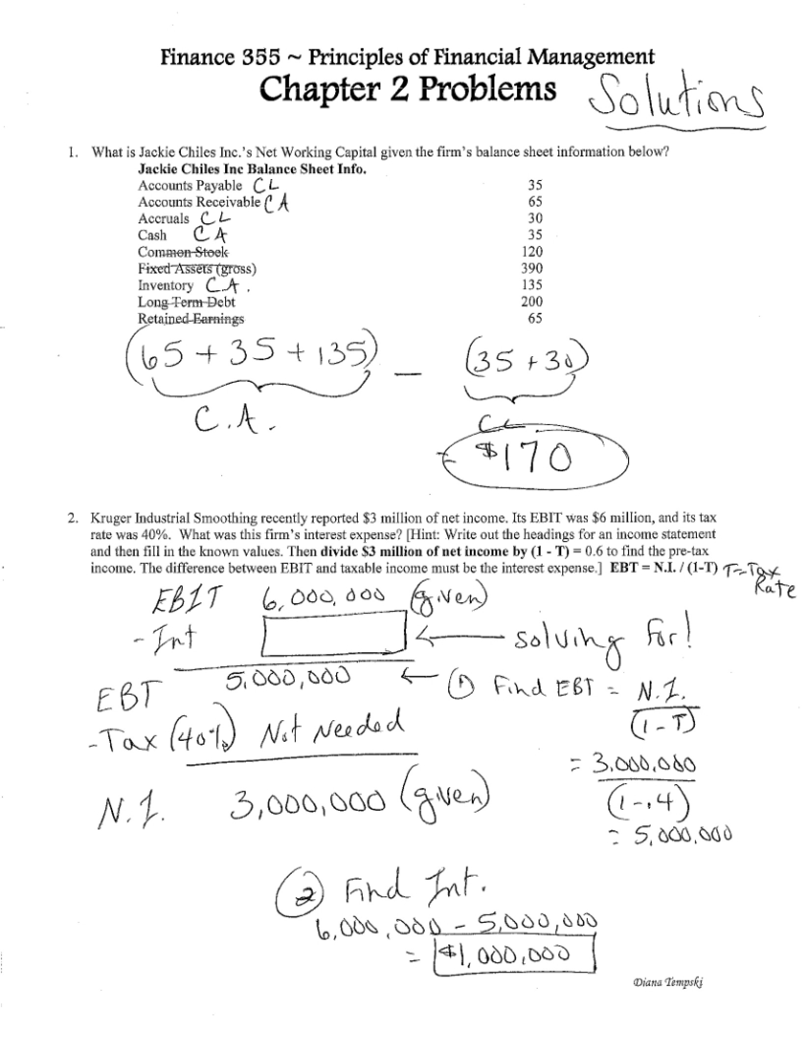Solutions for Chapter Two Problems