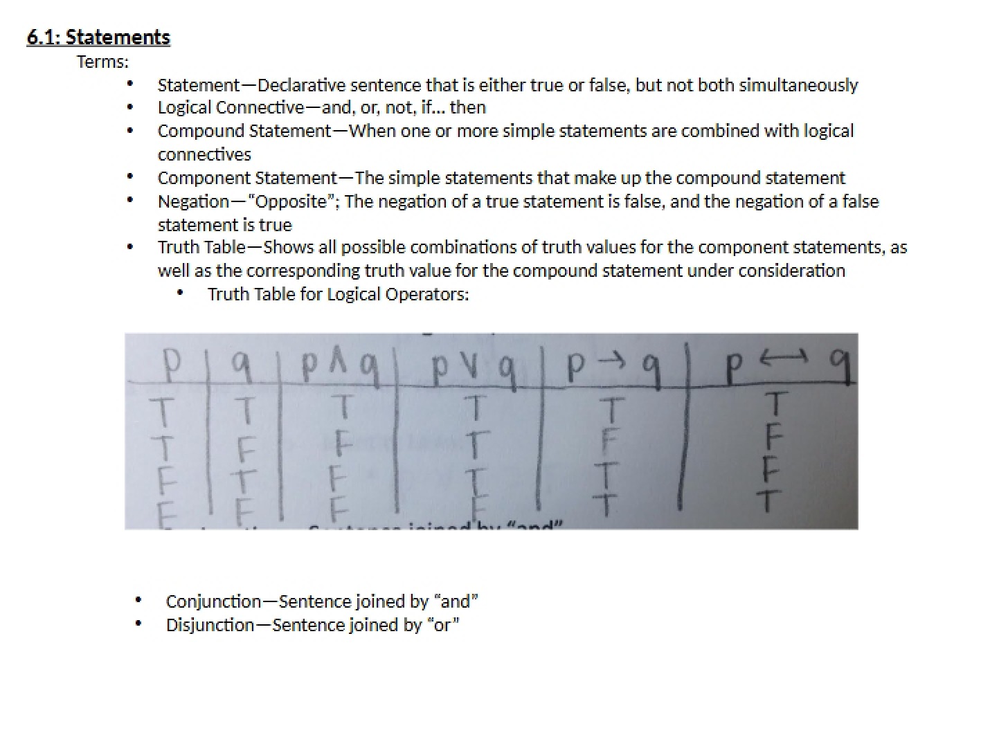 Logic Statements