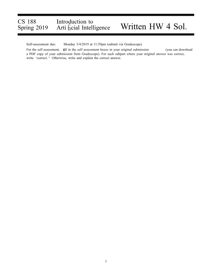 Written HW 4 Solutions