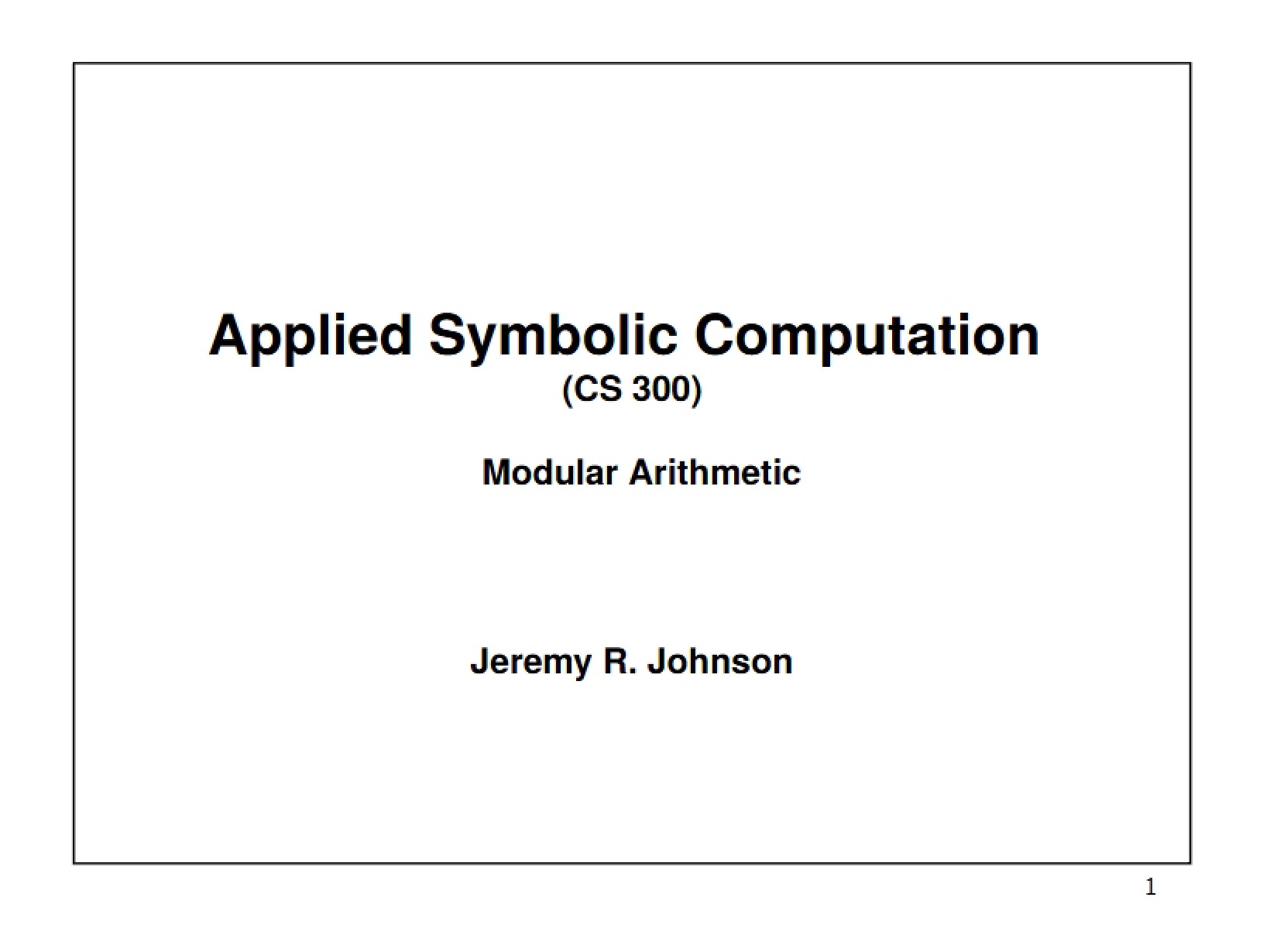 Arithmetic in Modular Systems