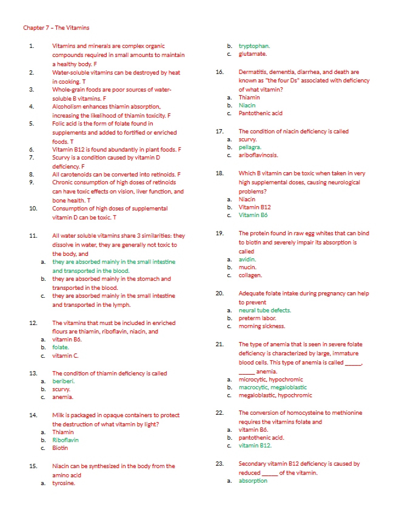 Test Bank with Answers (3 Choices) Chapter 7