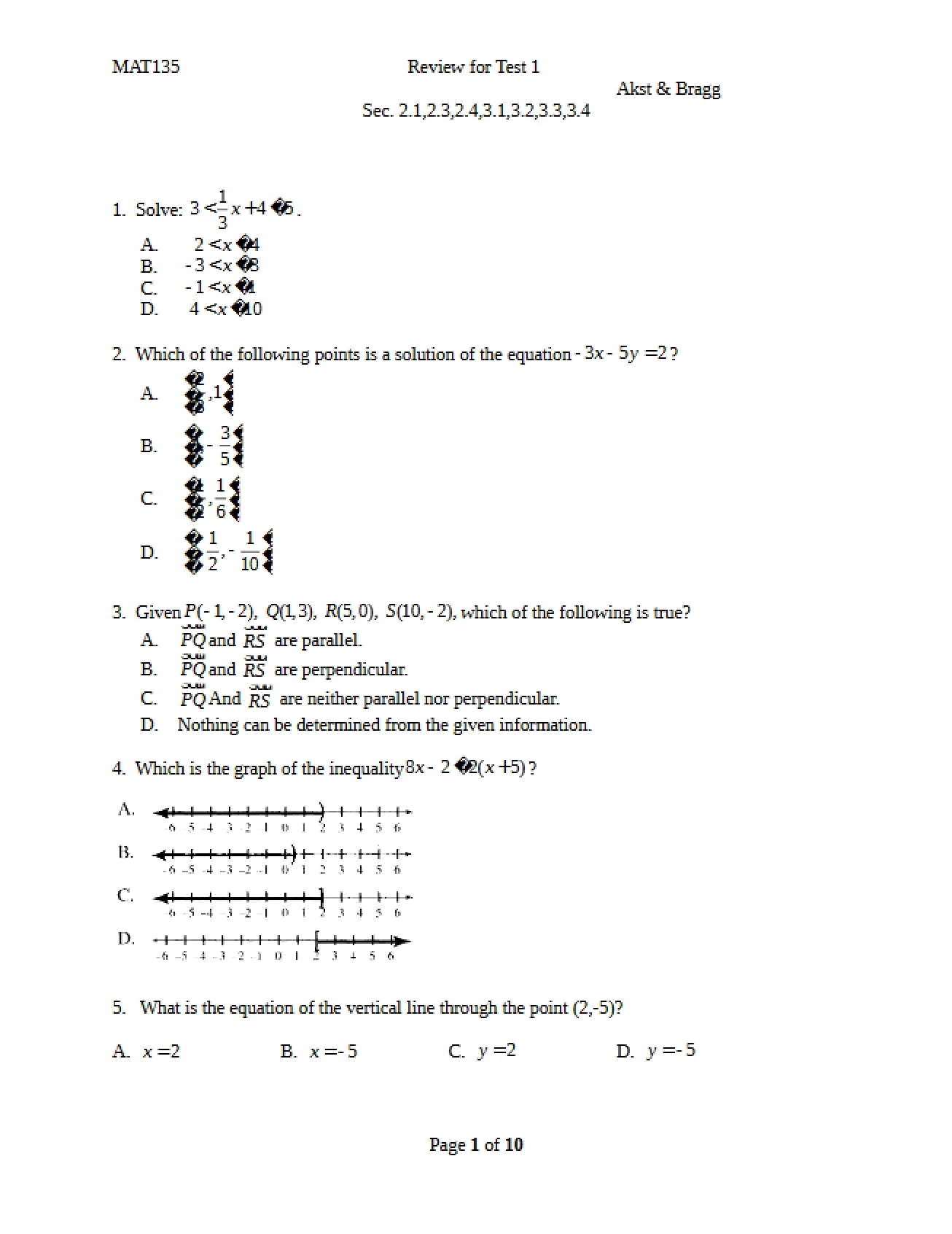 Test One Review