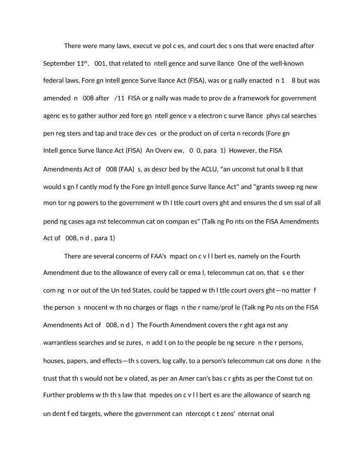 Impact of the FISA Amendments Act on Civil Liberties