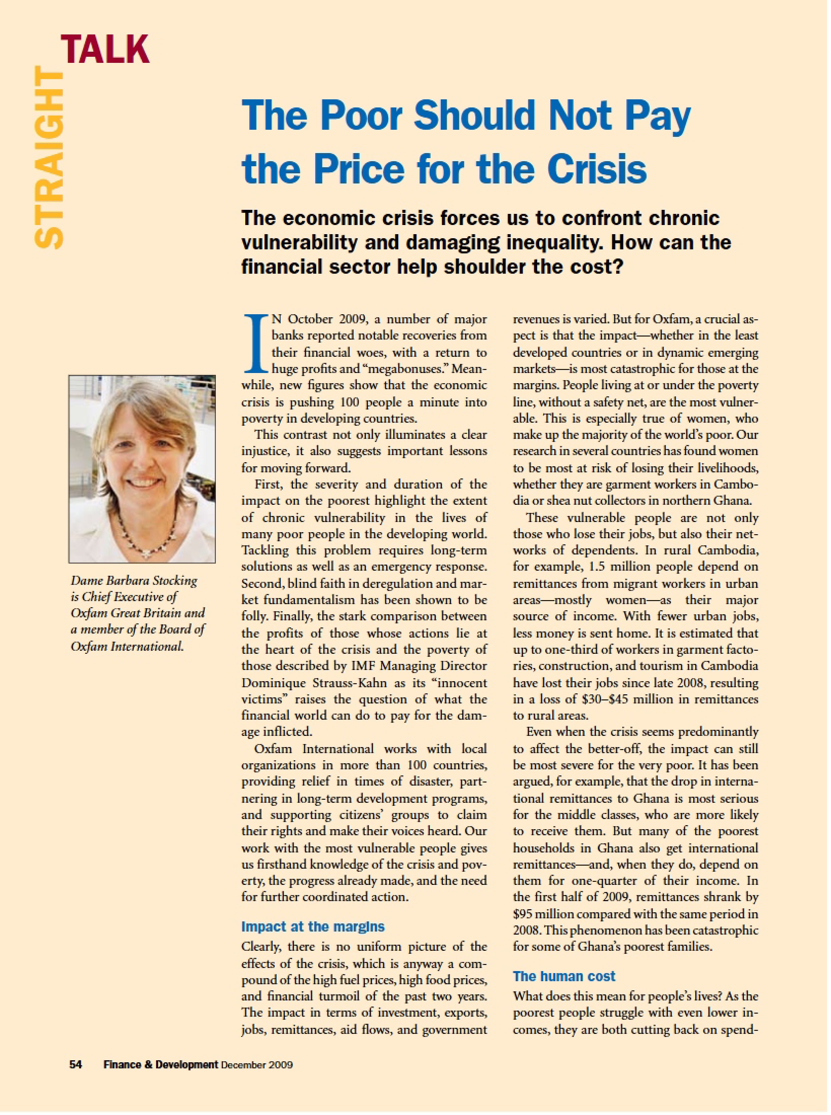 Crisis Costs Should Not Be Borne by the Poor